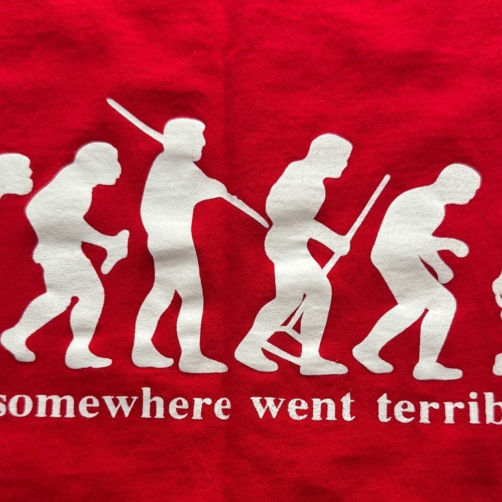 Red Black Kids Raglan Shirt with Logo Something Somewhere Went Horribly Wrong - Picture 6 of 7